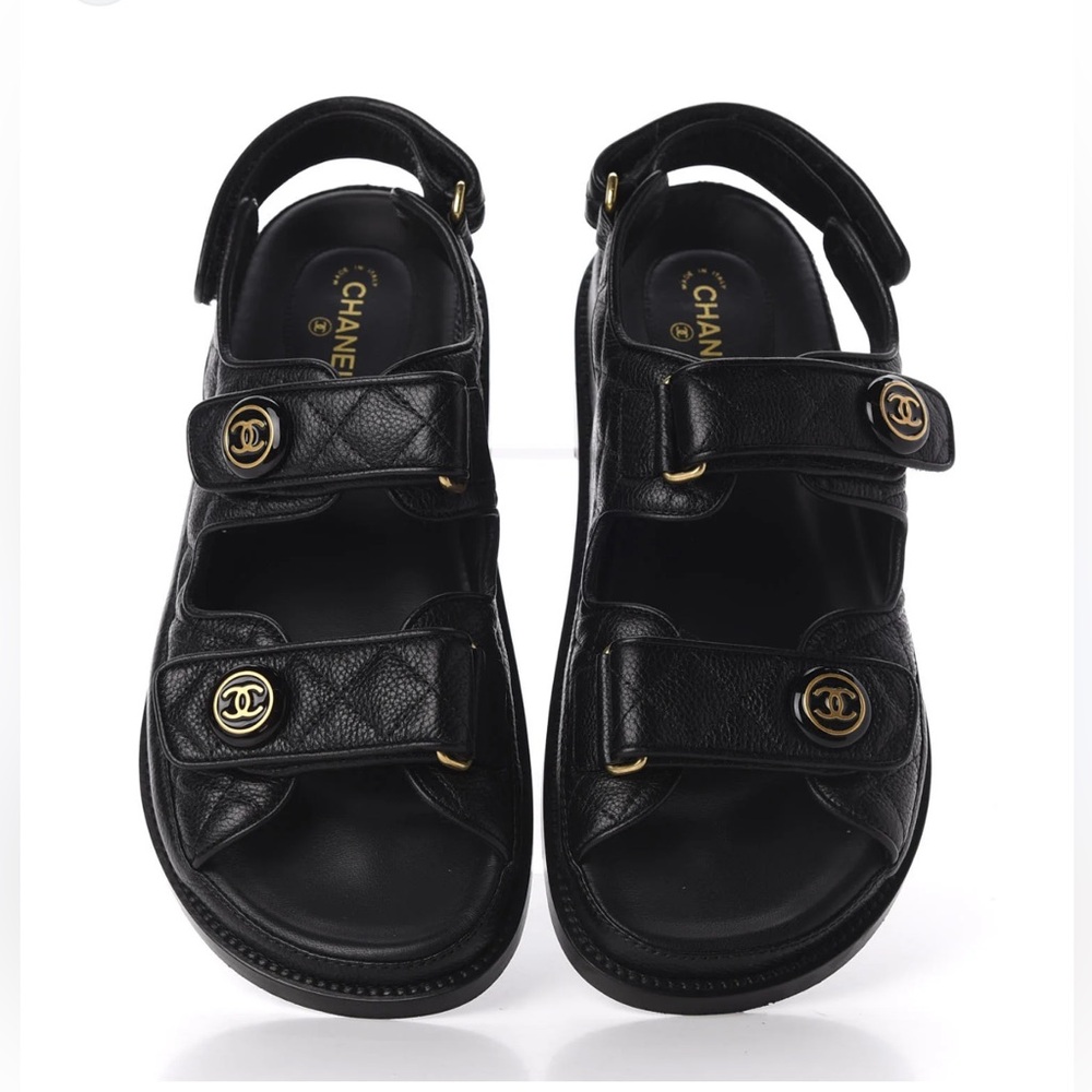 ❌SOLD ❌Chanel Grained Calfskin Dad Black Sandals